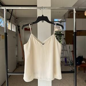 Banana Republic Camisole Top Womens Small Cream Solid V-Neck Spaghetti Straps